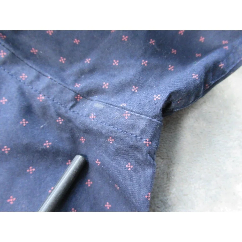 Banana Republic Shirt Mens XL 17-17.5 Slim Fit Non-Iron Geometric Blue Long Slv.